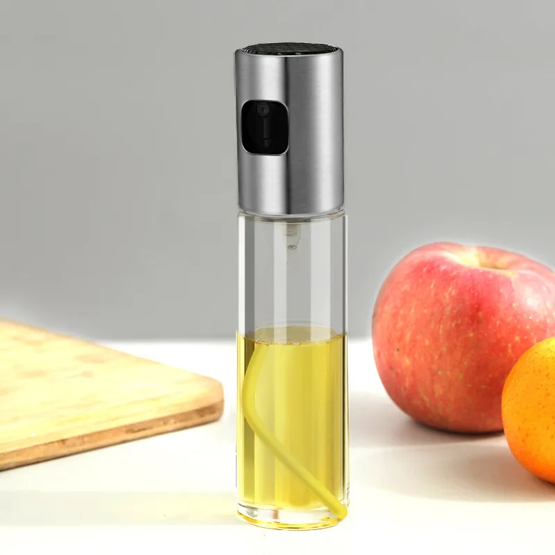 Glass Oil Sprayer Bottle – Press-Type Cooking Oil Mister with Fine Mist Spray, Multi-Purpose Kitchen Condiment Dispenser for Olive Oil, Vinegar, Soy Sauce & BBQ Grilling